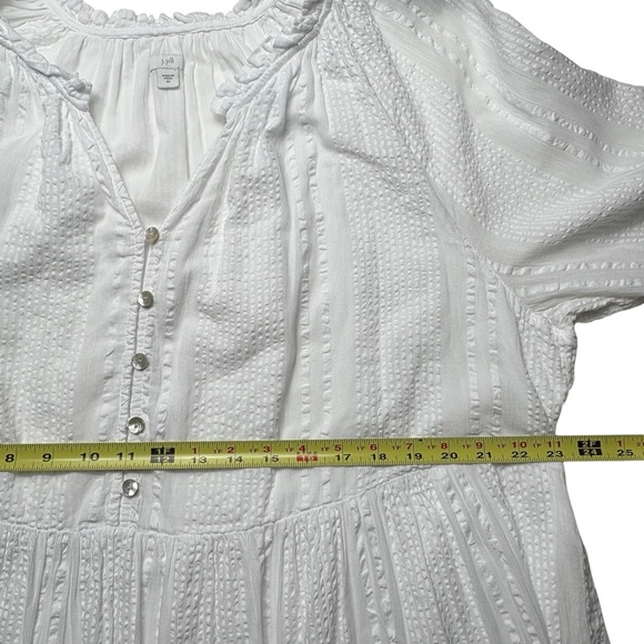J Jill Tiered Button Front Dress Size 2X Above Knee Length Lined Cotton White - Picture 9 of 13